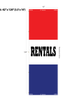 Red & Blue Acid Dyed Tri-Panel Auto/Dealer Message Banner - Canadiana Flag
