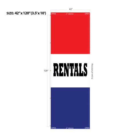 Red & Blue Acid Dyed Tri-Panel Auto/Dealer Message Banner - Canadiana Flag