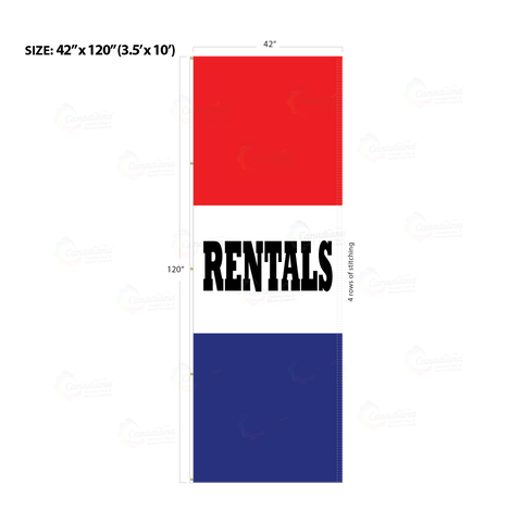 Red & Blue Acid Dyed Tri-Panel Auto/Dealer Message Banner - Canadiana Flag