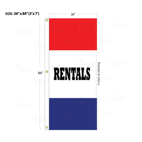 Red & Blue Acid Dyed Tri-Panel Auto/Dealer Message Banner - Canadiana Flag