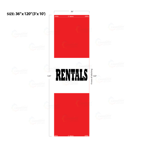 Red Acid Dyed Tri-Panel Auto/Dealer Message Banner - Canadiana Flag