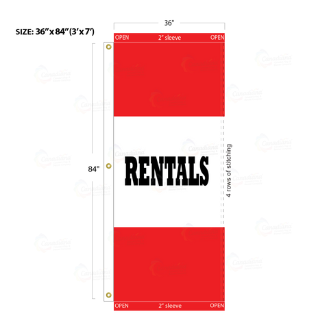 Red Acid Dyed Tri-Panel Auto/Dealer Message Banner - Canadiana Flag