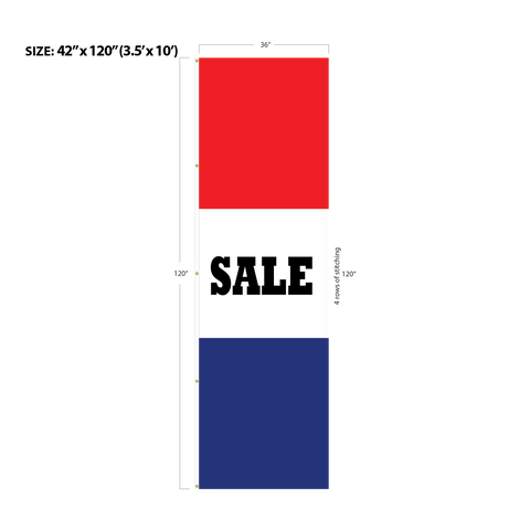 Red & Blue Acid Dyed Tri-Panel Auto/Dealer Message Banner - Canadiana Flag
