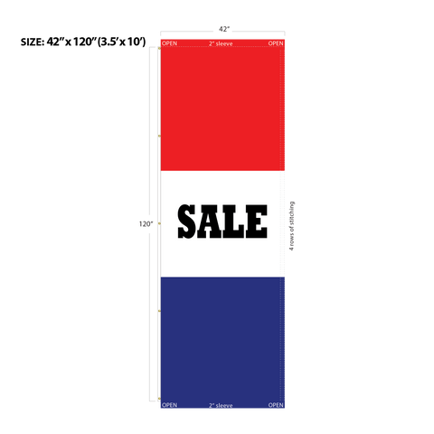 Red & Blue Acid Dyed Tri-Panel Auto/Dealer Message Banner - Canadiana Flag