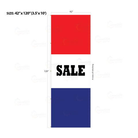 Red & Blue Acid Dyed Tri-Panel Auto/Dealer Message Banner - Canadiana Flag