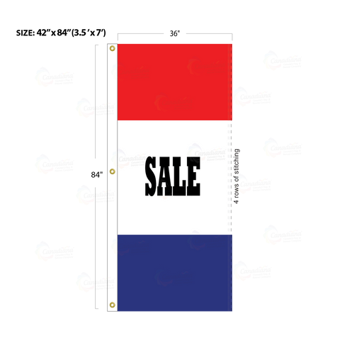 Red & Blue Acid Dyed Tri-Panel Auto/Dealer Message Banner - Canadiana Flag