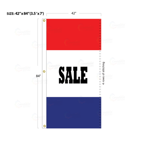 Red & Blue Acid Dyed Tri-Panel Auto/Dealer Message Banner - Canadiana Flag