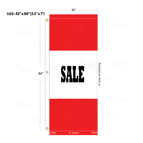 Red Acid Dyed Tri-Panel Auto/Dealer Message Banner - Canadiana Flag