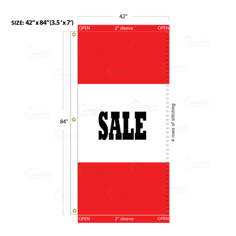 Red Acid Dyed Tri-Panel Auto/Dealer Message Banner - Canadiana Flag