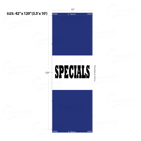 Blue Acid Dyed Tri-Panel Auto/Dealer Message Banner - Canadiana Flag