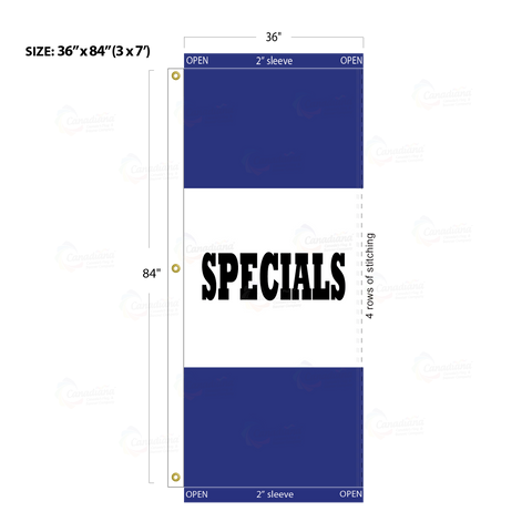 Blue Acid Dyed Tri-Panel Auto/Dealer Message Banner - Canadiana Flag