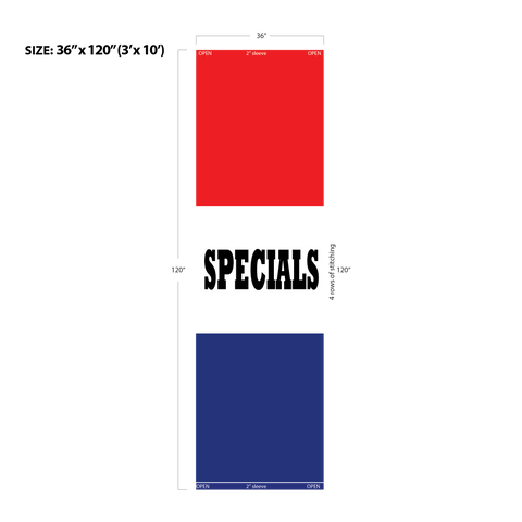 Red & Blue Acid Dyed Tri-Panel Auto/Dealer Message Banner - Canadiana Flag