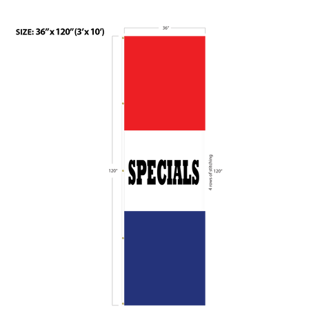 Red & Blue Acid Dyed Tri-Panel Auto/Dealer Message Banner - Canadiana Flag