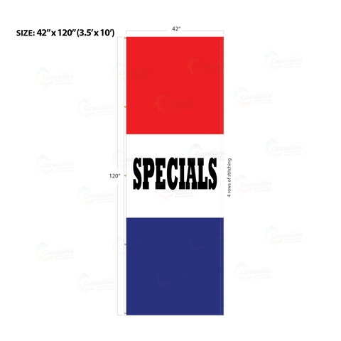 Red & Blue Acid Dyed Tri-Panel Auto/Dealer Message Banner - Canadiana Flag