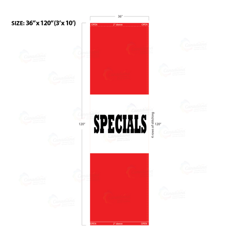 Red Acid Dyed Tri-Panel Auto/Dealer Message Banner - Canadiana Flag