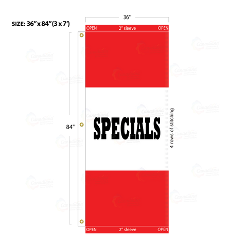 Red Acid Dyed Tri-Panel Auto/Dealer Message Banner - Canadiana Flag