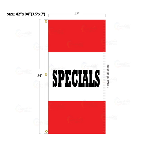 Red Acid Dyed Tri-Panel Auto/Dealer Message Banner - Canadiana Flag