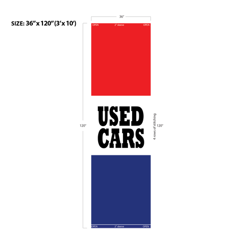 Red & Blue Acid Dyed Tri-Panel Auto/Dealer Message Banner - Canadiana Flag