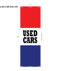 Red & Blue Acid Dyed Tri-Panel Auto/Dealer Message Banner - Canadiana Flag