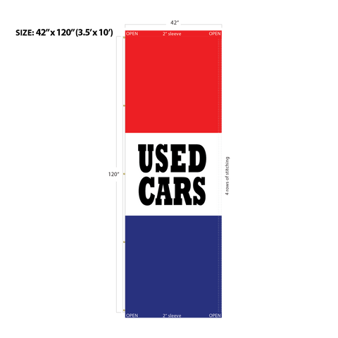 Red & Blue Acid Dyed Tri-Panel Auto/Dealer Message Banner - Canadiana Flag