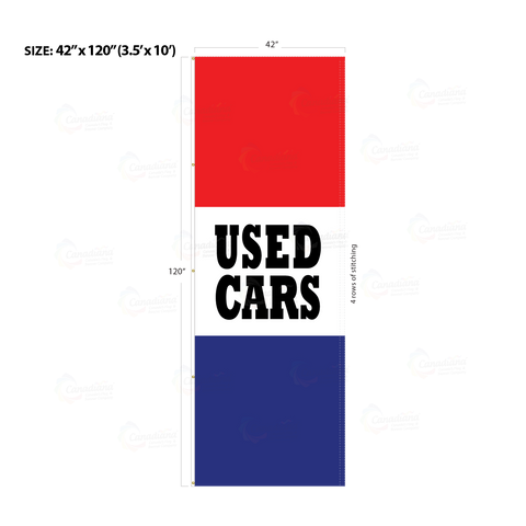 Red & Blue Acid Dyed Tri-Panel Auto/Dealer Message Banner - Canadiana Flag