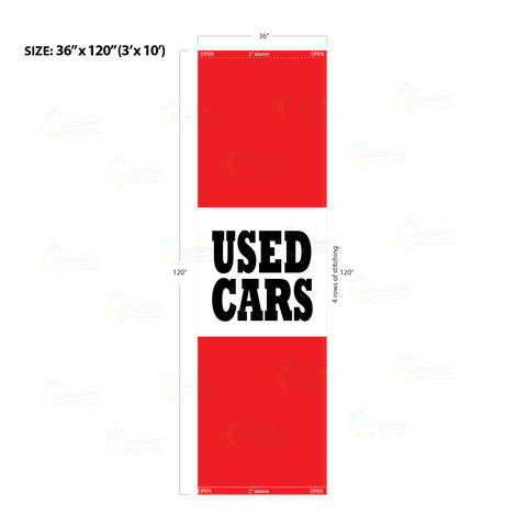 Red Acid Dyed Tri-Panel Auto/Dealer Message Banner - Canadiana Flag