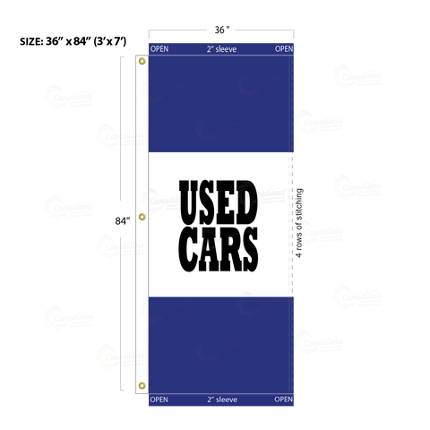 Blue Acid Dyed Tri-Panel Auto/Dealer Message Banner - Canadiana Flag