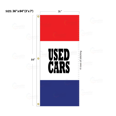 Red & Blue Acid Dyed Tri-Panel Auto/Dealer Message Banner - Canadiana Flag