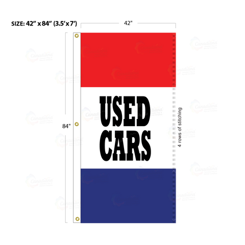 Red & Blue Acid Dyed Tri-Panel Auto/Dealer Message Banner - Canadiana Flag