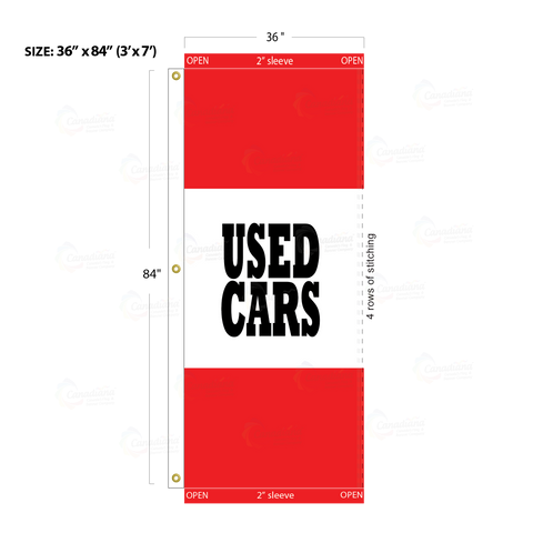 Red Acid Dyed Tri-Panel Auto/Dealer Message Banner - Canadiana Flag
