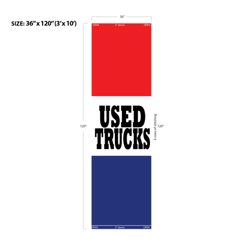 Red & Blue Acid Dyed Tri-Panel Auto/Dealer Message Banner - Canadiana Flag