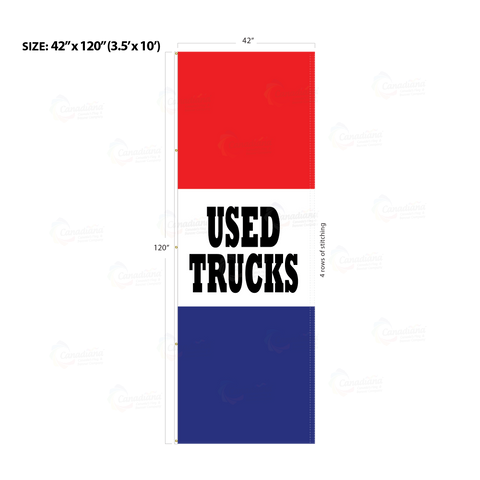 Red & Blue Acid Dyed Tri-Panel Auto/Dealer Message Banner - Canadiana Flag