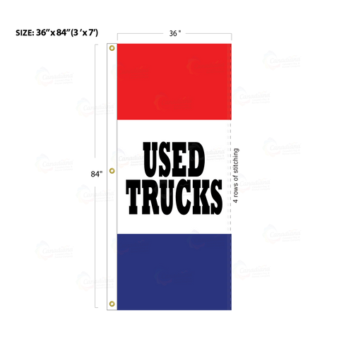 Red & Blue Acid Dyed Tri-Panel Auto/Dealer Message Banner - Canadiana Flag