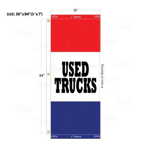 Red & Blue Acid Dyed Tri-Panel Auto/Dealer Message Banner - Canadiana Flag