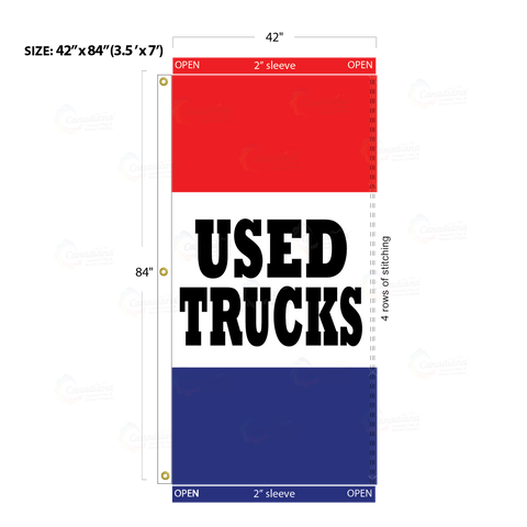 Red & Blue Acid Dyed Tri-Panel Auto/Dealer Message Banner - Canadiana Flag