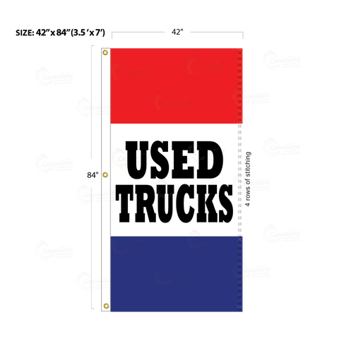 Red & Blue Acid Dyed Tri-Panel Auto/Dealer Message Banner - Canadiana Flag