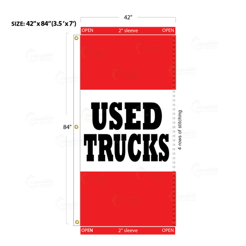 Red Acid Dyed Tri-Panel Auto/Dealer Message Banner - Canadiana Flag