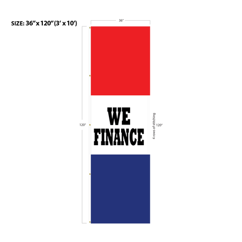 Red & Blue Acid Dyed Tri-Panel Auto/Dealer Message Banner - Canadiana Flag