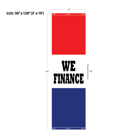 Red & Blue Acid Dyed Tri-Panel Auto/Dealer Message Banner - Canadiana Flag