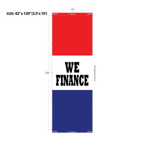 Red & Blue Acid Dyed Tri-Panel Auto/Dealer Message Banner - Canadiana Flag