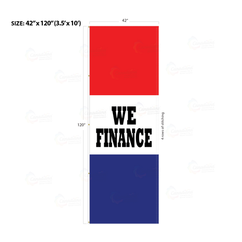 Red & Blue Acid Dyed Tri-Panel Auto/Dealer Message Banner - Canadiana Flag