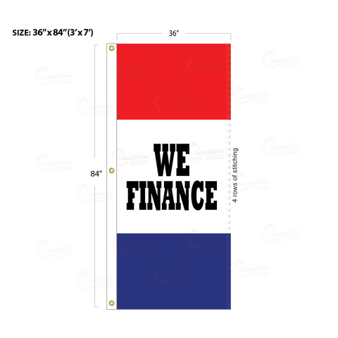 Red & Blue Acid Dyed Tri-Panel Auto/Dealer Message Banner - Canadiana Flag