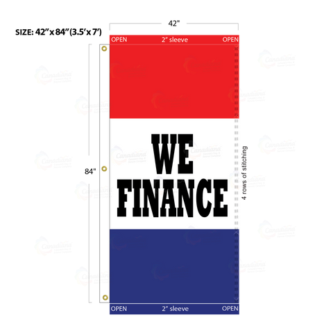 Red & Blue Acid Dyed Tri-Panel Auto/Dealer Message Banner - Canadiana Flag