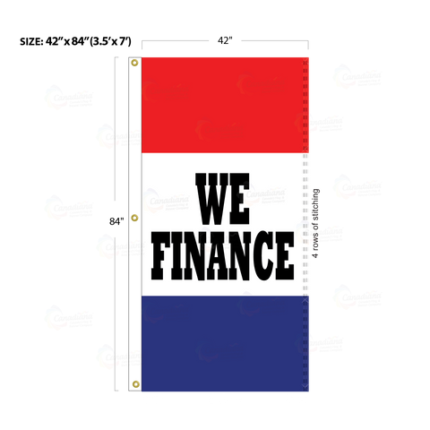 Red & Blue Acid Dyed Tri-Panel Auto/Dealer Message Banner - Canadiana Flag