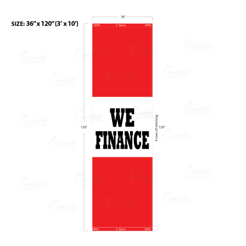 Red Acid Dyed Tri-Panel Auto/Dealer Message Banner - Canadiana Flag