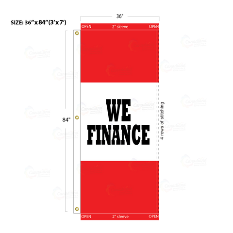 Red Acid Dyed Tri-Panel Auto/Dealer Message Banner - Canadiana Flag