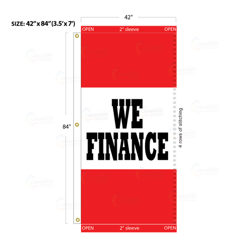 Red Acid Dyed Tri-Panel Auto/Dealer Message Banner - Canadiana Flag