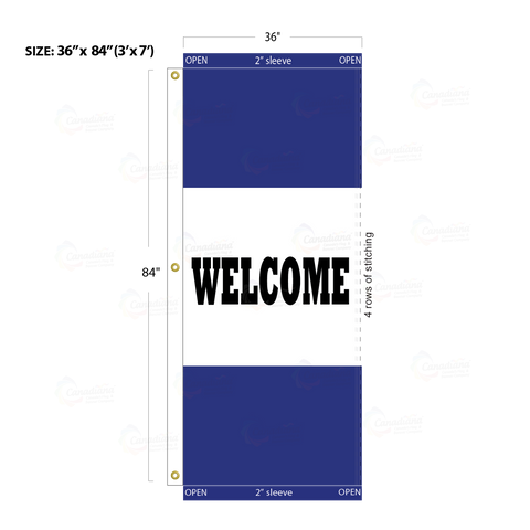 Blue Acid Dyed Tri-Panel Auto/Dealer Message Banner - Canadiana Flag