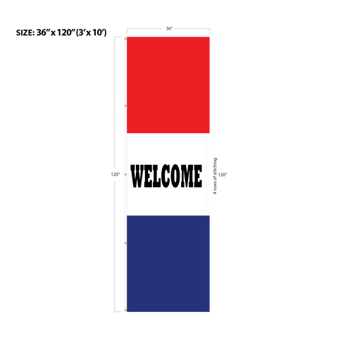 Red & Blue Acid Dyed Tri-Panel Auto/Dealer Message Banner - Canadiana Flag