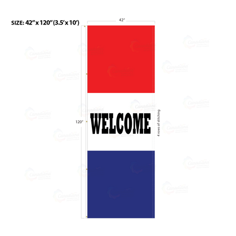 Red & Blue Acid Dyed Tri-Panel Auto/Dealer Message Banner - Canadiana Flag